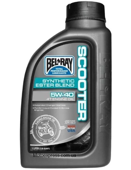 Олія для скутера 4т Bel-Ray SCOOTER SYNTHETIC ESTER BLEND 4T 5W-40 1l Олія для скутера 4т Bel-Ray SCOOTER SYNTHETIC ESTER BLEND 4T 5W-40 1l