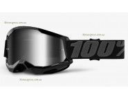 Мотоочки 100% STRATA 2 Goggle Black - Mirror Silver Lens  