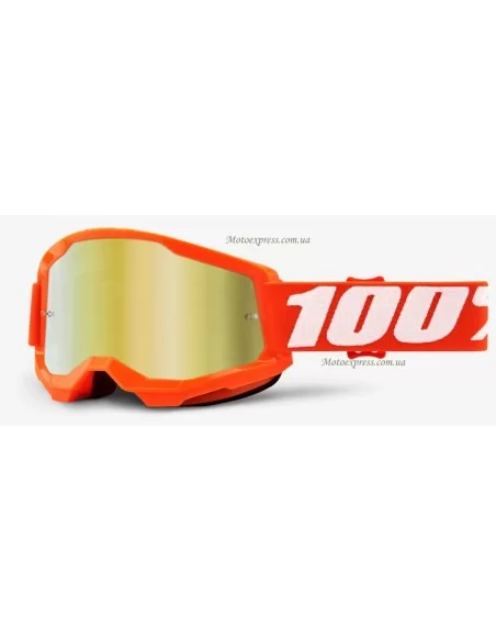 Мото окуляри 100% STRATA 2 Goggle Orange - Mirror Gold Lens Мото окуляри 100% STRATA 2 Goggle Orange - Mirror Gold Lens