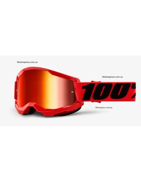 Мото окуляри 100% STRATA 2 Goggle Red - Mirror Red Lens Мото окуляри 100% STRATA 2 Goggle Red - Mirror Red Lens