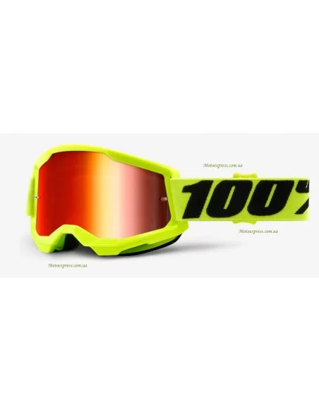 Мото окуляри 100% STRATA 2 Goggle Yellow - Mirror Red Lens Мото окуляри 100% STRATA 2 Goggle Yellow - Mirror Red Lens