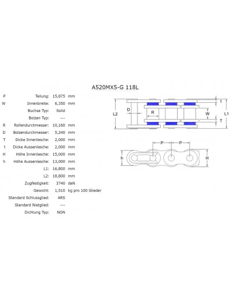 Ланцюг AFAM MX5-G Chain - 520 Gold (крос, ендуро) Ланцюг AFAM MX5-G Chain - 520 Gold (крос, ендуро)