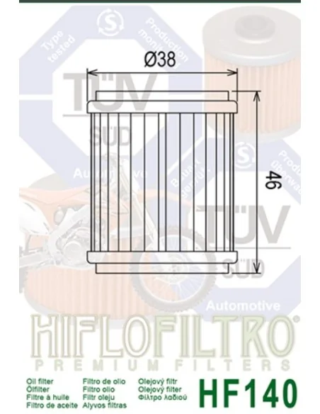 Масляний фільтр HIFLO HF140 | YAMAHA YZF 250 09-25, MT 125 15-19, YZF 450 09-25