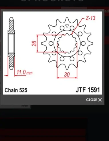 Звезда передняя JTF1591.16 RB | YAMAHA FZ8 10-17, MT 09 14-20, MT 07 14-24 TDM 900 02-13