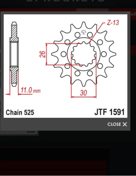 Звезда передняя JTF1591.16 RB | YAMAHA FZ8 10-17, MT 09 14-20, MT 07 14-24 TDM 900 02-13