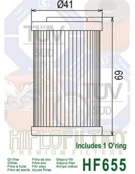 Масляный фильтр HF655 для мотоциклов KTM, Husqvarna, Husaberg