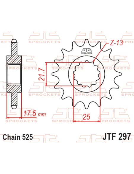 Передняя звезда JT JTF297.15RB Honda CB400 CB500 CBF500 15T